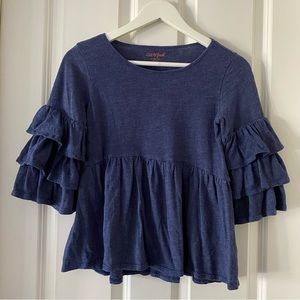 🌸3/$30🌸 Cat and Jack Girls’ Navy Ruffle Blouse 🩵